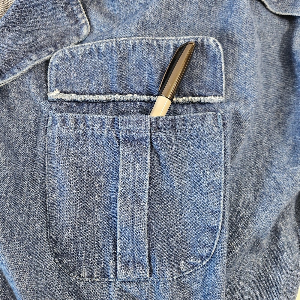Vintage 80s Oakbrook Sport Denim Jumpsuit Acid Wash Utility Coveralls Blue 12 - Picture 13 of 16